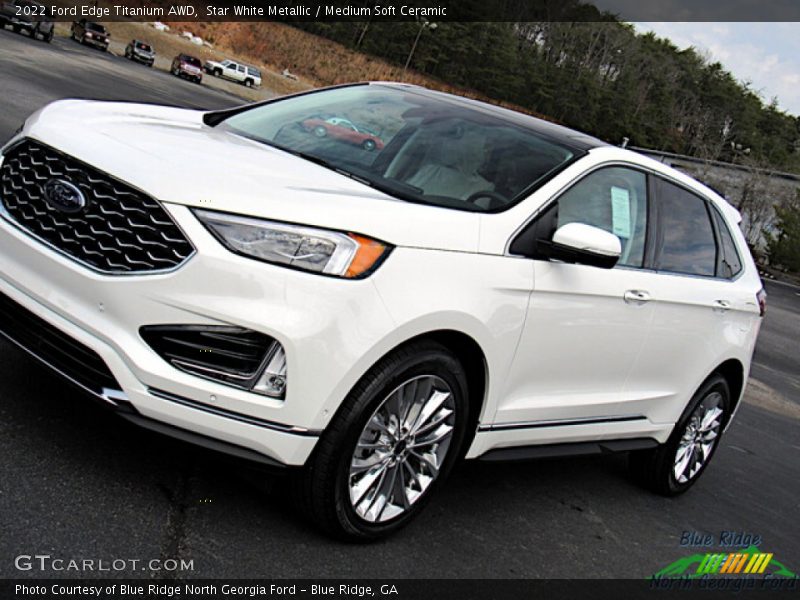 Star White Metallic / Medium Soft Ceramic 2022 Ford Edge Titanium AWD
