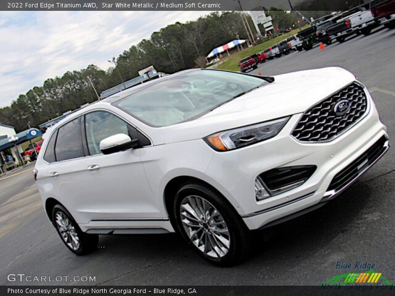 Star White Metallic / Medium Soft Ceramic 2022 Ford Edge Titanium AWD