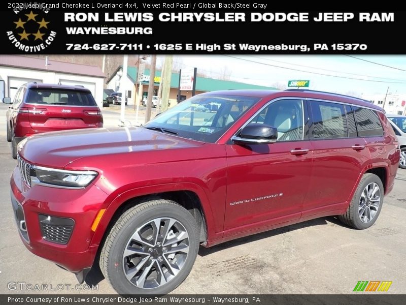 Velvet Red Pearl / Global Black/Steel Gray 2022 Jeep Grand Cherokee L Overland 4x4