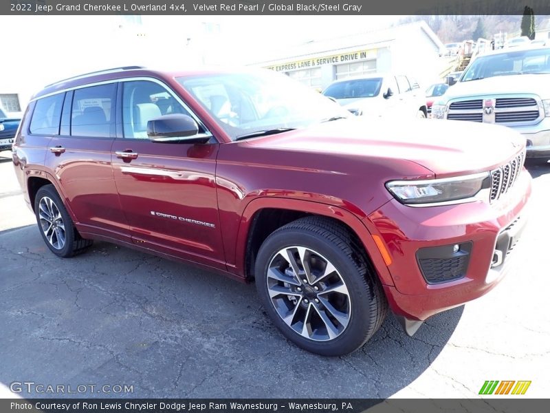 Velvet Red Pearl / Global Black/Steel Gray 2022 Jeep Grand Cherokee L Overland 4x4