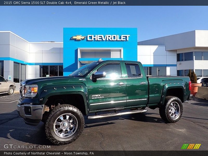 Emerald Green Metallic / Jet Black 2015 GMC Sierra 1500 SLT Double Cab 4x4