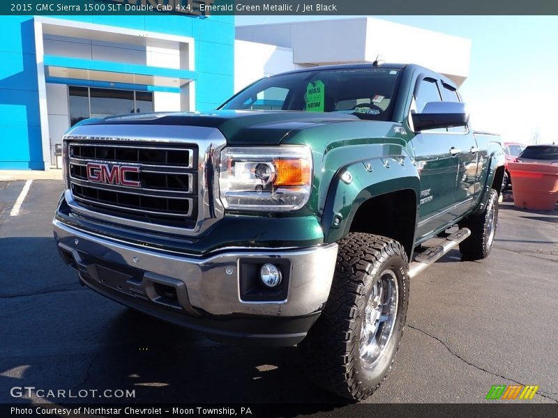 Emerald Green Metallic / Jet Black 2015 GMC Sierra 1500 SLT Double Cab 4x4