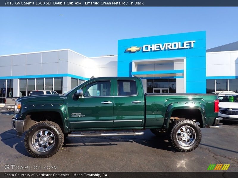 Emerald Green Metallic / Jet Black 2015 GMC Sierra 1500 SLT Double Cab 4x4