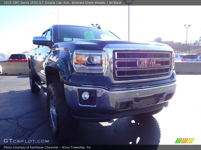 Emerald Green Metallic / Jet Black 2015 GMC Sierra 1500 SLT Double Cab 4x4