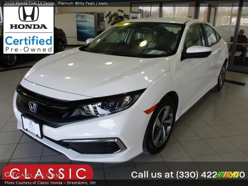 Platinum White Pearl / Ivory 2019 Honda Civic LX Sedan