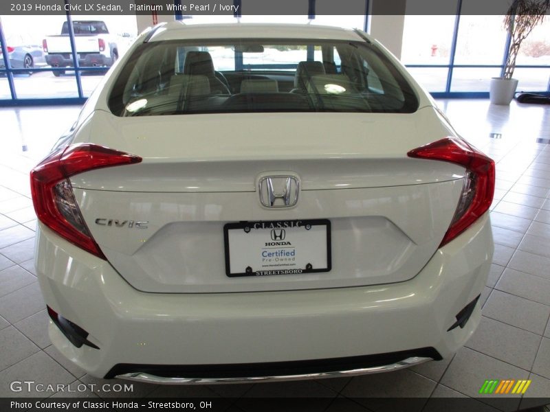 Platinum White Pearl / Ivory 2019 Honda Civic LX Sedan