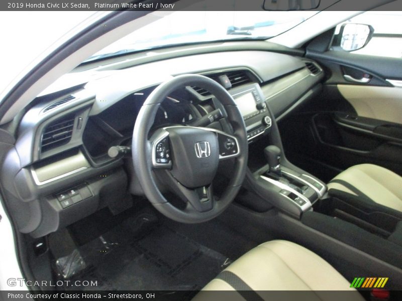 Platinum White Pearl / Ivory 2019 Honda Civic LX Sedan
