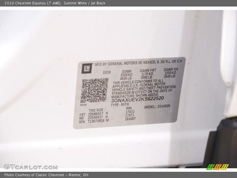 Summit White / Jet Black 2019 Chevrolet Equinox LT AWD