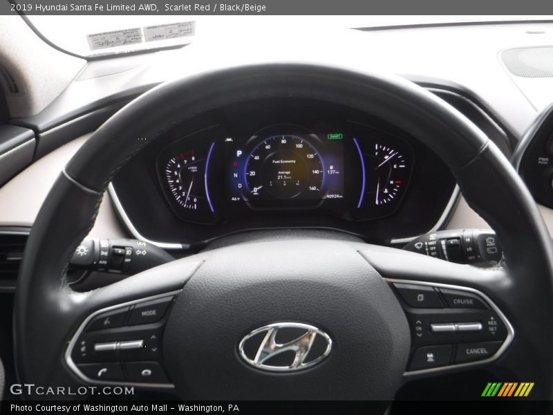Scarlet Red / Black/Beige 2019 Hyundai Santa Fe Limited AWD