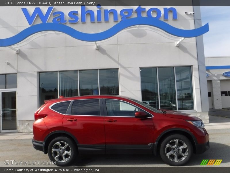 Molten Lava Pearl / Ivory 2018 Honda CR-V EX AWD