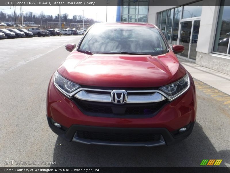 Molten Lava Pearl / Ivory 2018 Honda CR-V EX AWD