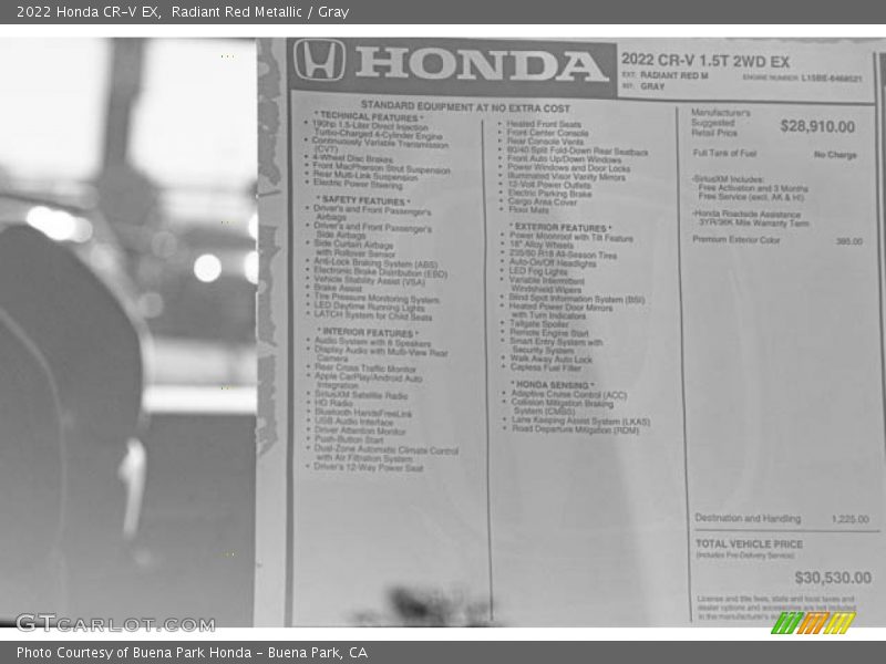 Radiant Red Metallic / Gray 2022 Honda CR-V EX