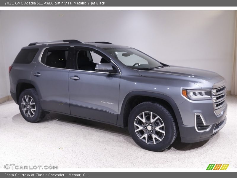 Satin Steel Metallic / Jet Black 2021 GMC Acadia SLE AWD