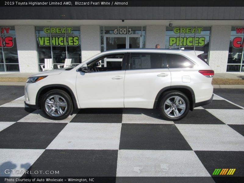 Blizzard Pearl White / Almond 2019 Toyota Highlander Limited AWD