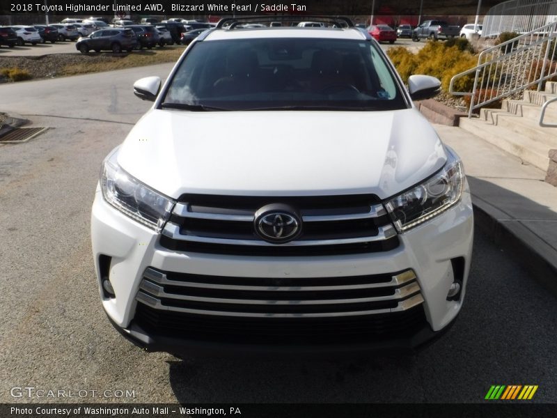 Blizzard White Pearl / Saddle Tan 2018 Toyota Highlander Limited AWD