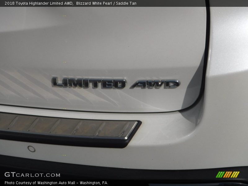 Blizzard White Pearl / Saddle Tan 2018 Toyota Highlander Limited AWD