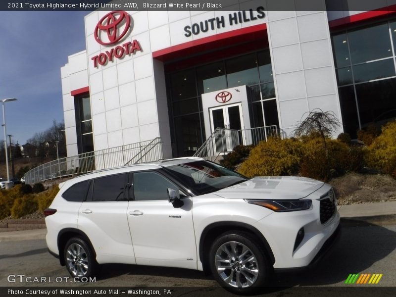 Blizzard White Pearl / Black 2021 Toyota Highlander Hybrid Limited AWD