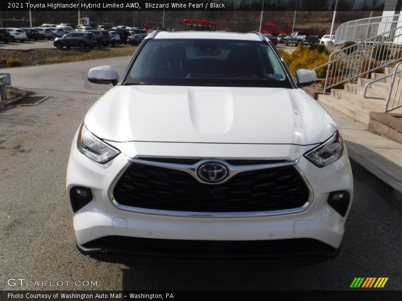 Blizzard White Pearl / Black 2021 Toyota Highlander Hybrid Limited AWD