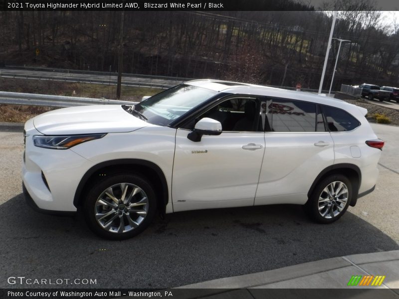 Blizzard White Pearl / Black 2021 Toyota Highlander Hybrid Limited AWD