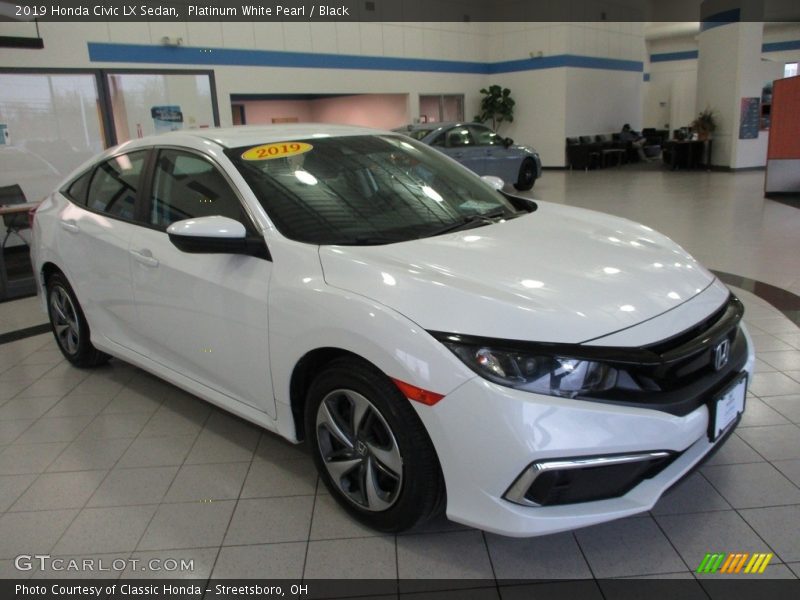 Platinum White Pearl / Black 2019 Honda Civic LX Sedan