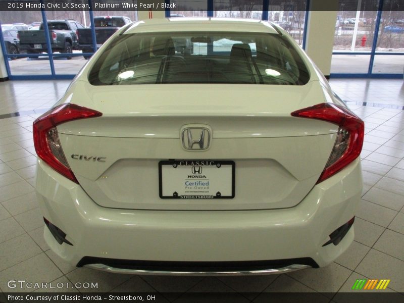 Platinum White Pearl / Black 2019 Honda Civic LX Sedan