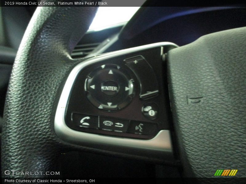 Platinum White Pearl / Black 2019 Honda Civic LX Sedan
