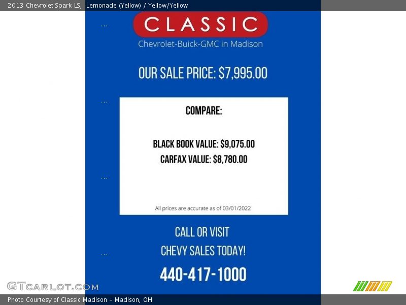 Lemonade (Yellow) / Yellow/Yellow 2013 Chevrolet Spark LS