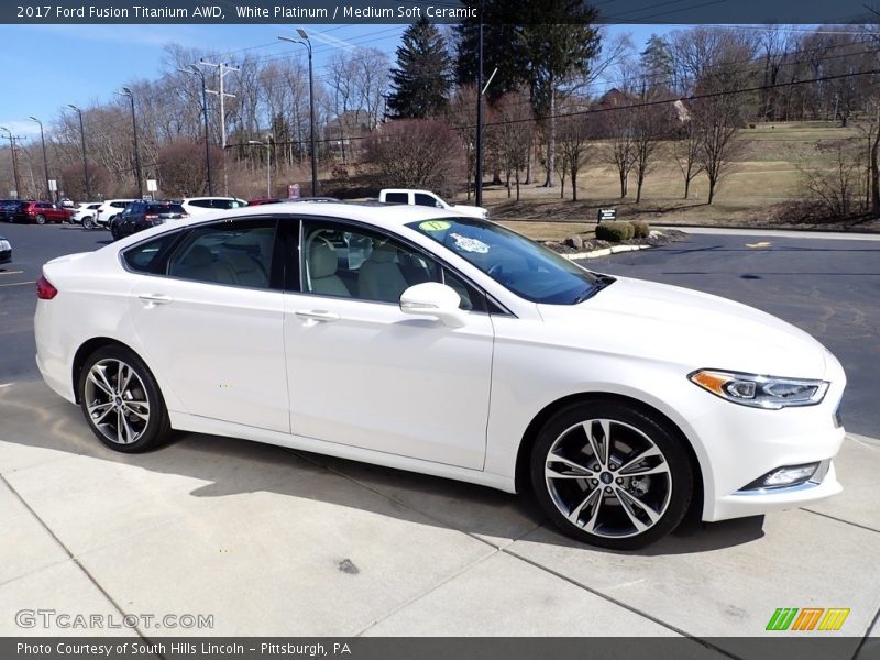 White Platinum / Medium Soft Ceramic 2017 Ford Fusion Titanium AWD