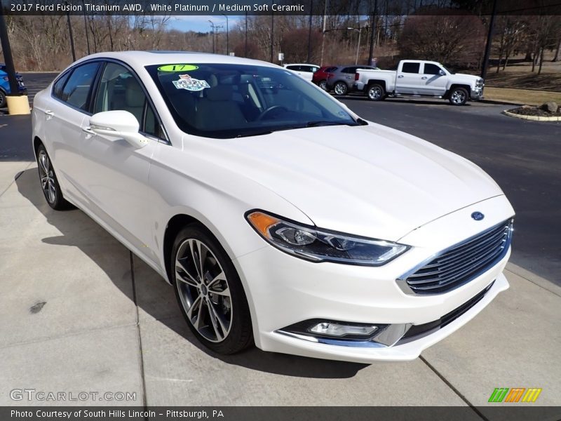 White Platinum / Medium Soft Ceramic 2017 Ford Fusion Titanium AWD
