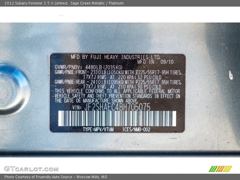 Sage Green Metallic / Platinum 2011 Subaru Forester 2.5 X Limited