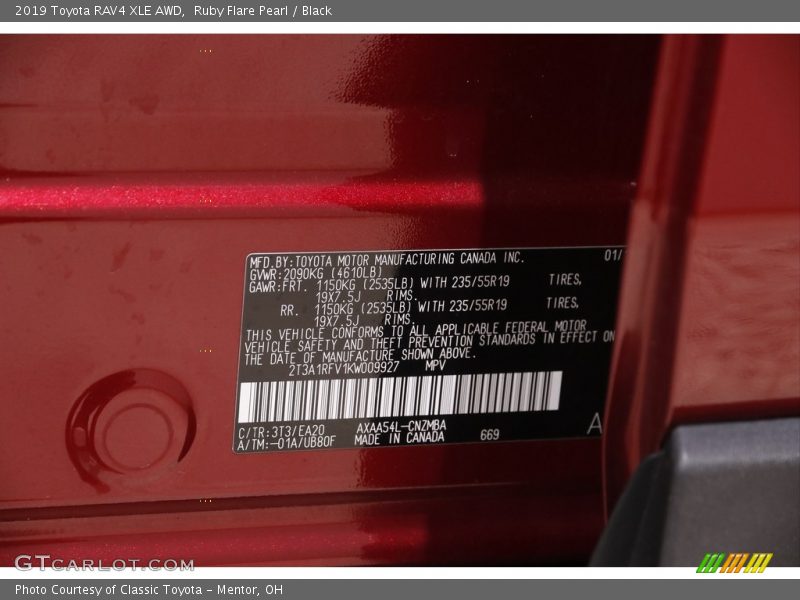 Ruby Flare Pearl / Black 2019 Toyota RAV4 XLE AWD