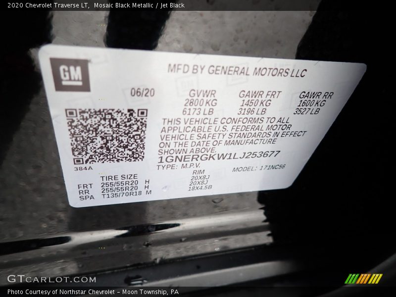 Mosaic Black Metallic / Jet Black 2020 Chevrolet Traverse LT