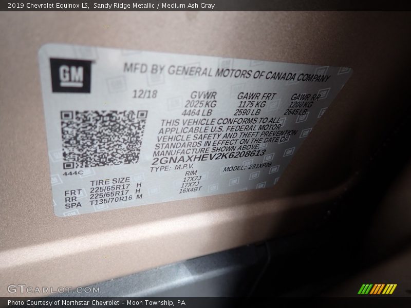 Sandy Ridge Metallic / Medium Ash Gray 2019 Chevrolet Equinox LS