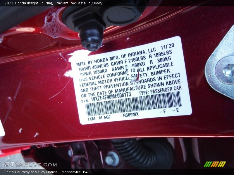 Radiant Red Metallic / Ivory 2021 Honda Insight Touring