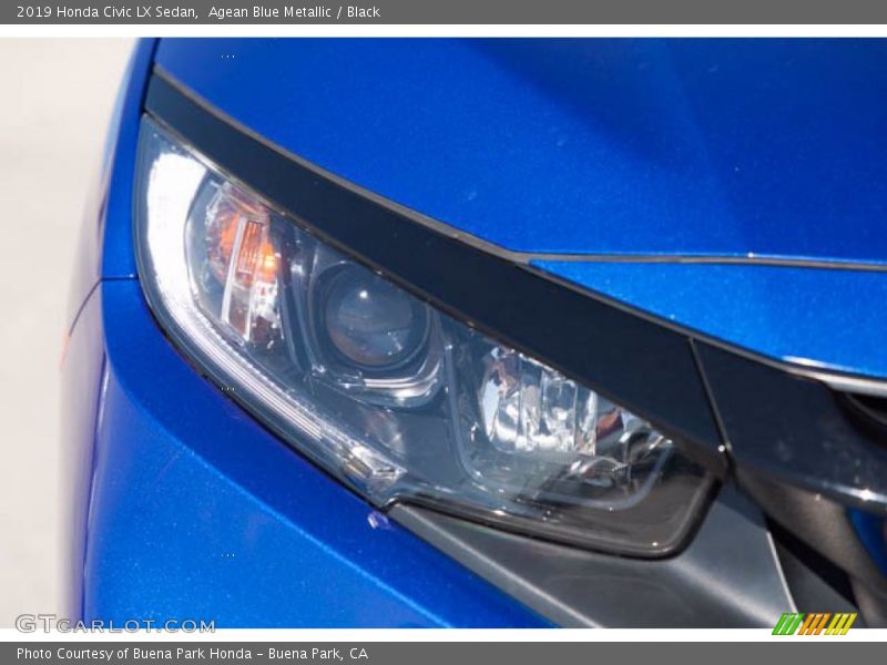 Agean Blue Metallic / Black 2019 Honda Civic LX Sedan