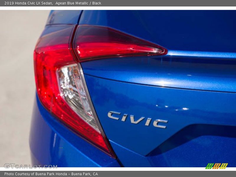 Agean Blue Metallic / Black 2019 Honda Civic LX Sedan