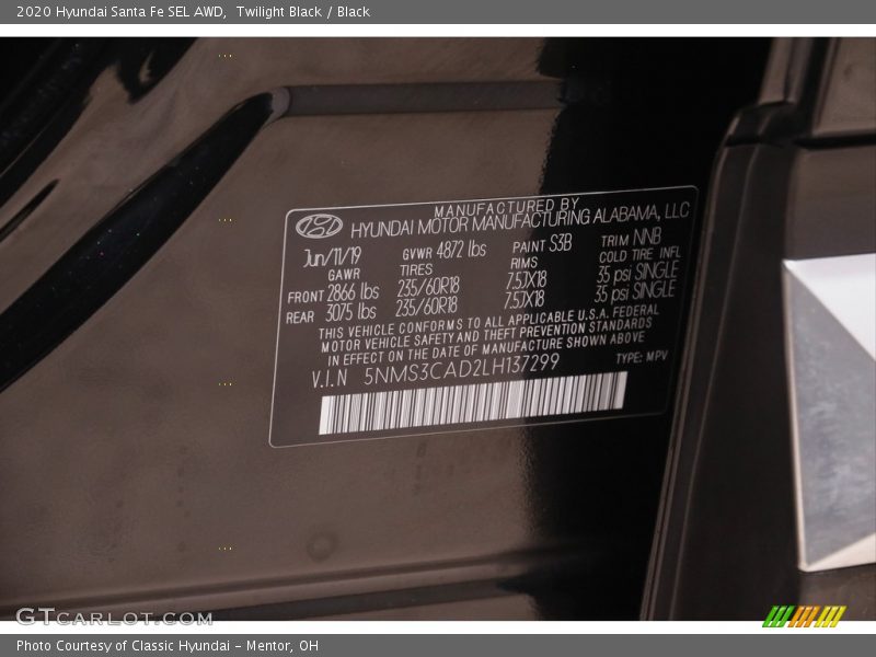Twilight Black / Black 2020 Hyundai Santa Fe SEL AWD