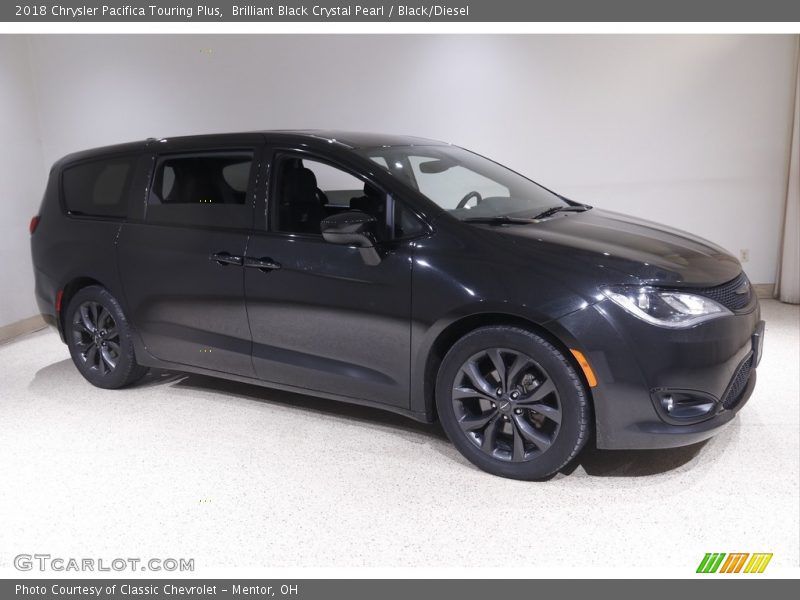 Brilliant Black Crystal Pearl / Black/Diesel 2018 Chrysler Pacifica Touring Plus