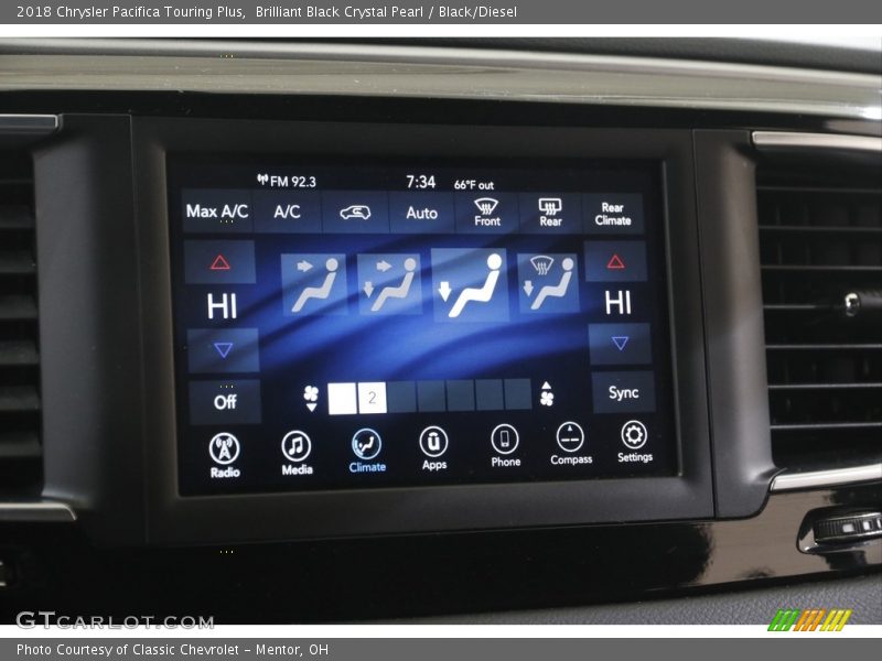 Brilliant Black Crystal Pearl / Black/Diesel 2018 Chrysler Pacifica Touring Plus