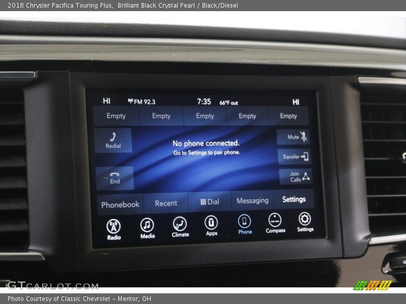Brilliant Black Crystal Pearl / Black/Diesel 2018 Chrysler Pacifica Touring Plus