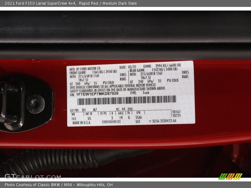 Rapid Red / Medium Dark Slate 2021 Ford F150 Lariat SuperCrew 4x4