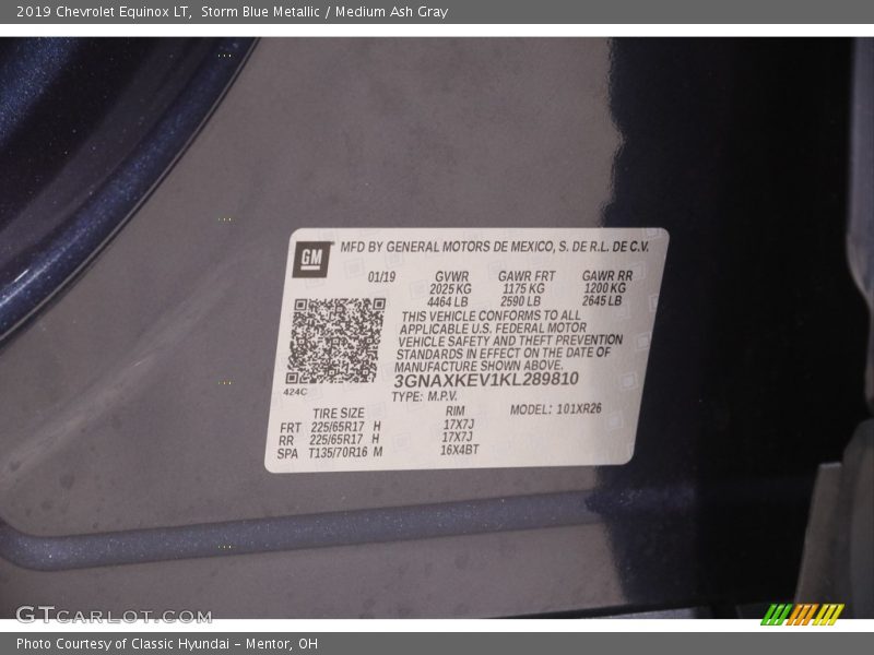 Storm Blue Metallic / Medium Ash Gray 2019 Chevrolet Equinox LT