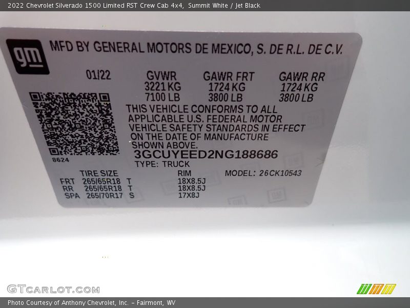 Summit White / Jet Black 2022 Chevrolet Silverado 1500 Limited RST Crew Cab 4x4