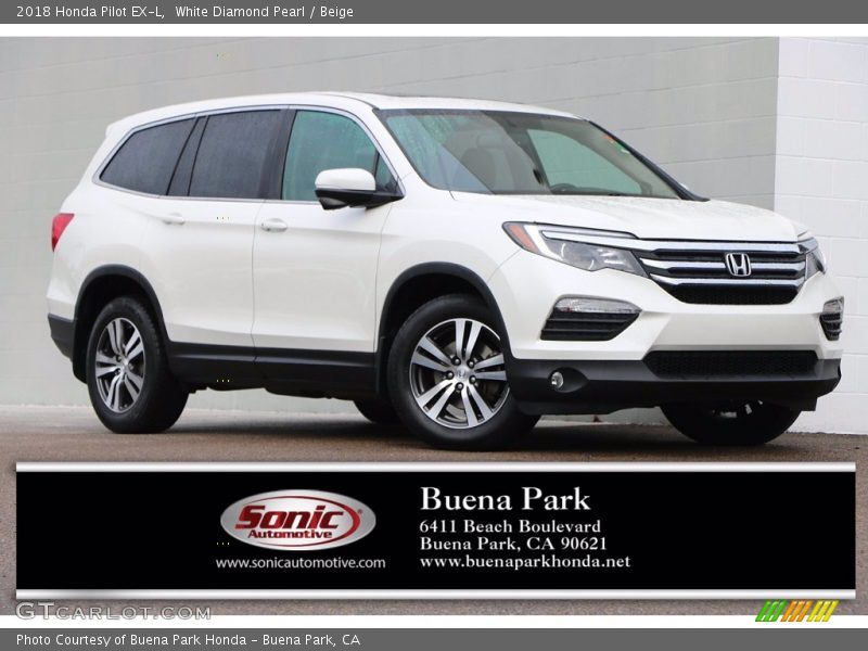 White Diamond Pearl / Beige 2018 Honda Pilot EX-L