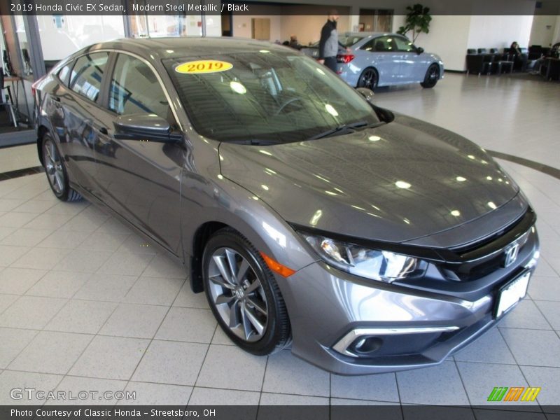 Modern Steel Metallic / Black 2019 Honda Civic EX Sedan