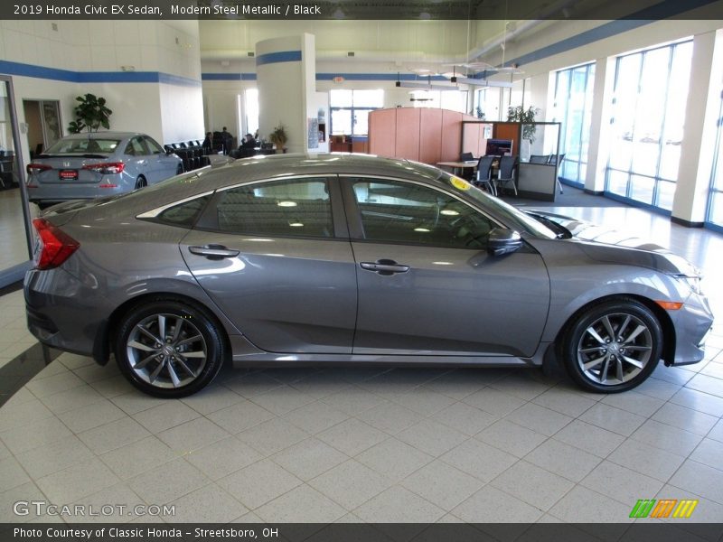 Modern Steel Metallic / Black 2019 Honda Civic EX Sedan