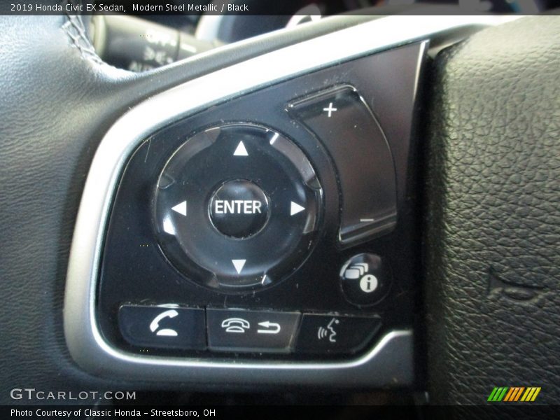 Modern Steel Metallic / Black 2019 Honda Civic EX Sedan