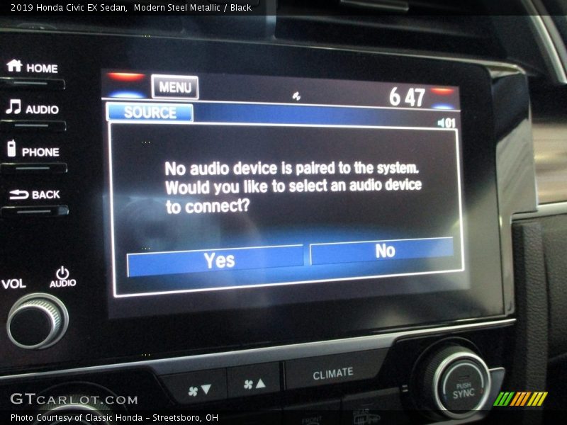 Modern Steel Metallic / Black 2019 Honda Civic EX Sedan