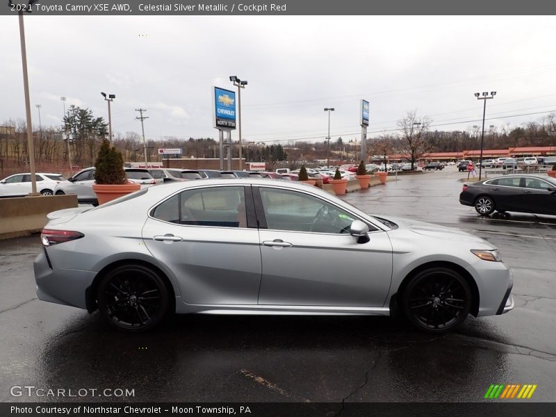 Celestial Silver Metallic / Cockpit Red 2021 Toyota Camry XSE AWD