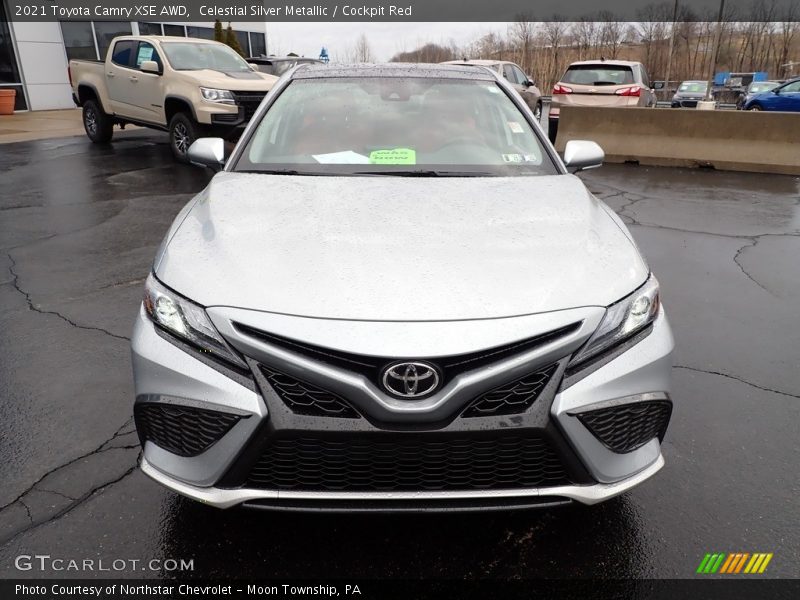 Celestial Silver Metallic / Cockpit Red 2021 Toyota Camry XSE AWD